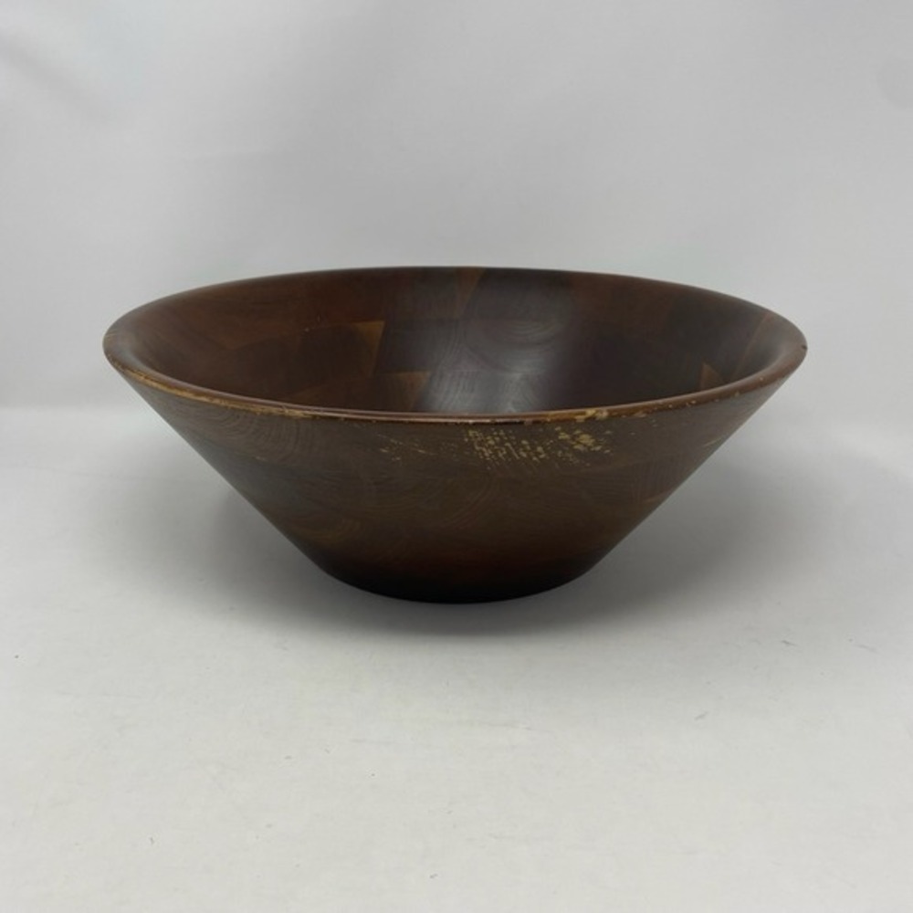 Vtg‎ MCM Ozark Walnutware Wooden Salad Bowl 14x7 Mid Century Modern Made in USA